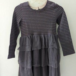 Mini Boden Dress purple long sleeve sparkle with tulle